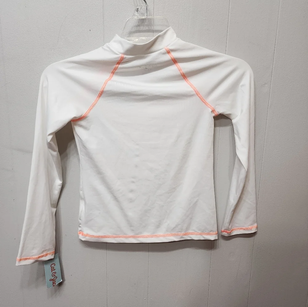Cat & Jack Swim Shirt Small 6 - 6X Coverup Board Shirt White Beach Summer C374‎